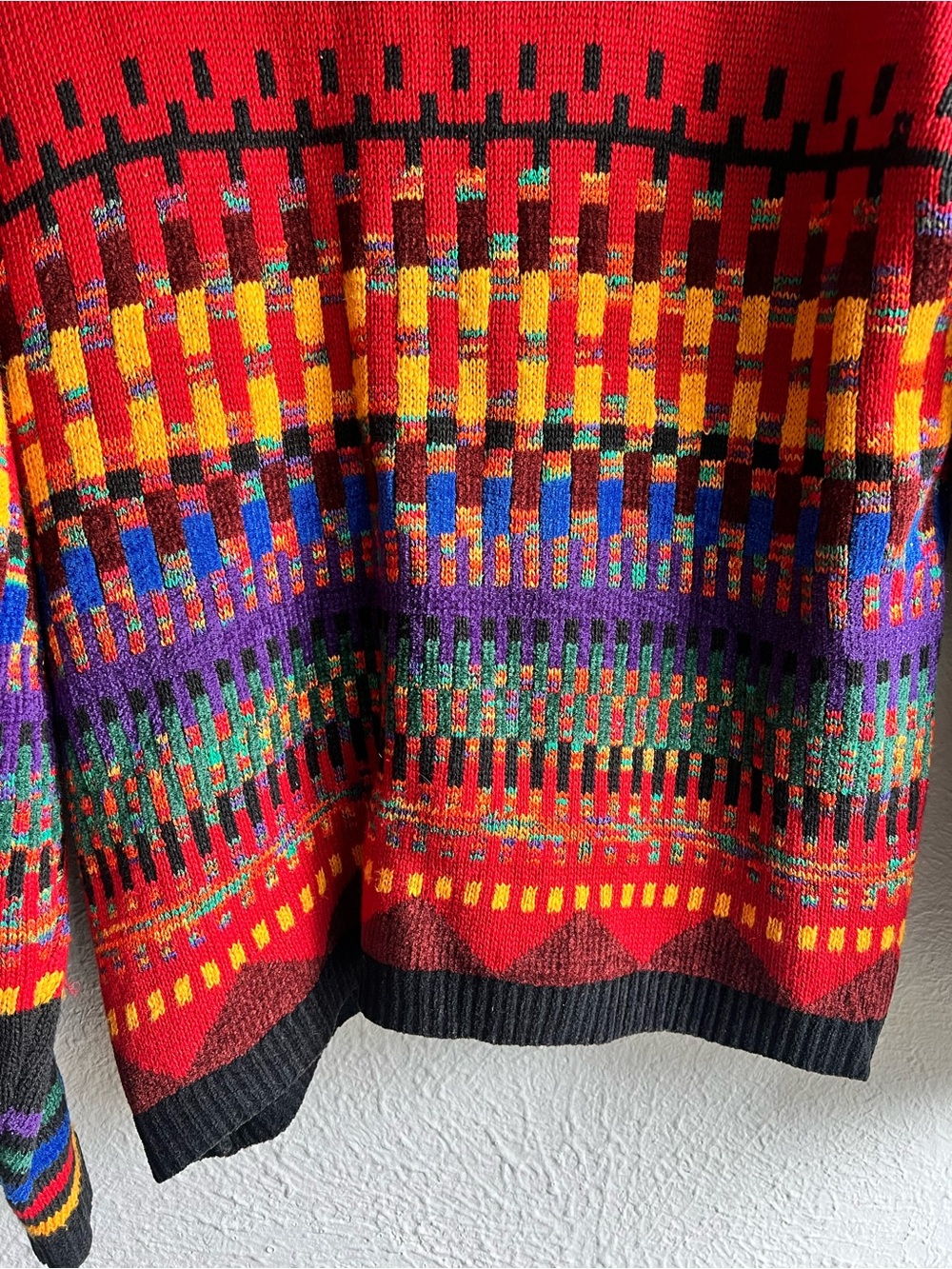 Vintage Carole Little rainbow floral shoulder chunky cardigan - Picture 6 of 6